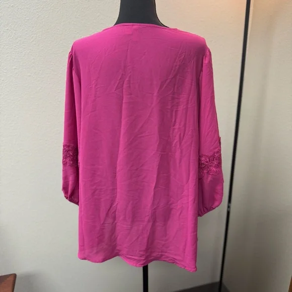 Est. 1946 Women's Hot Pink Boho Blouse. Size large. - Picture 4 of 8